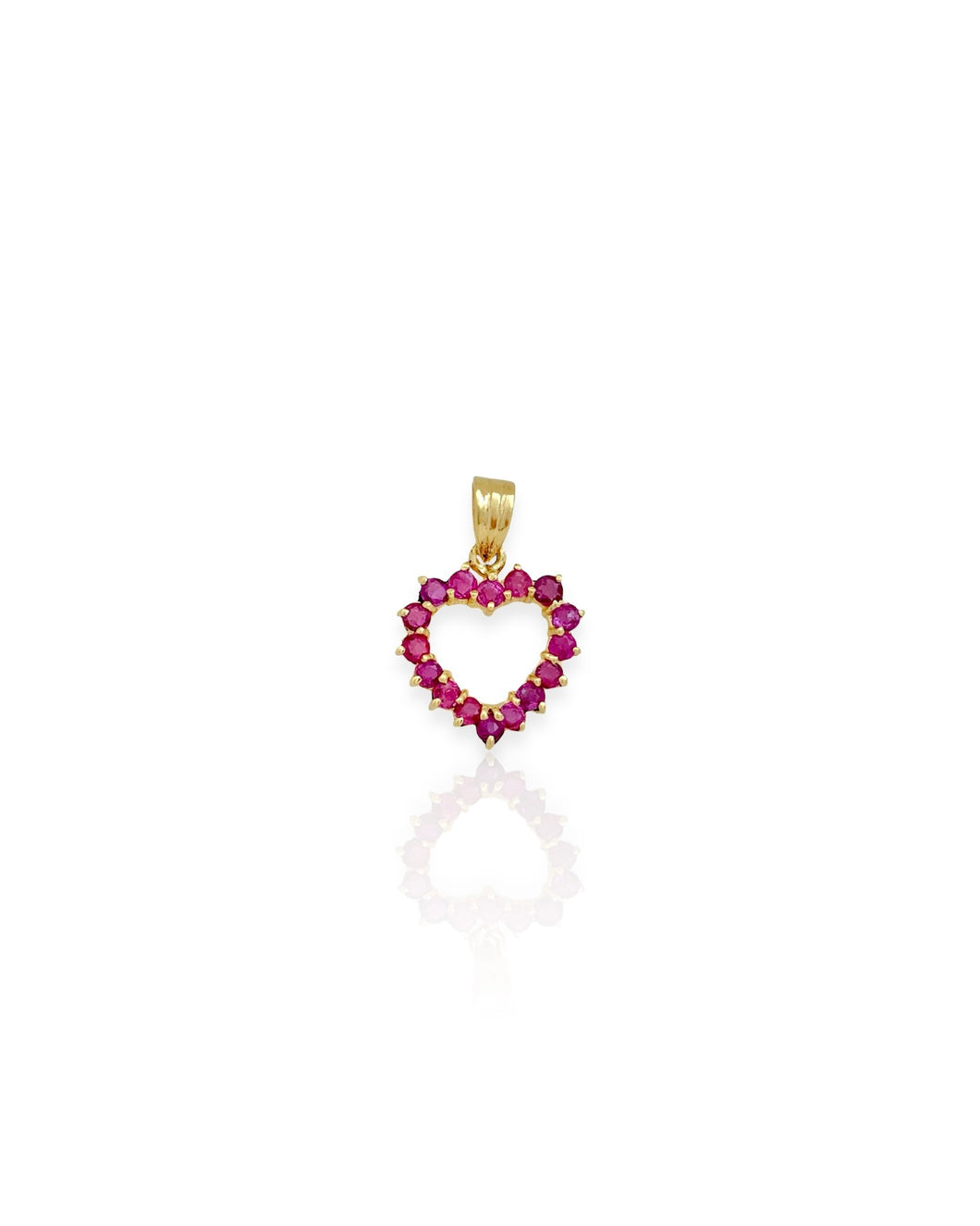 14k Gold Pink Sapphire Heart Charms