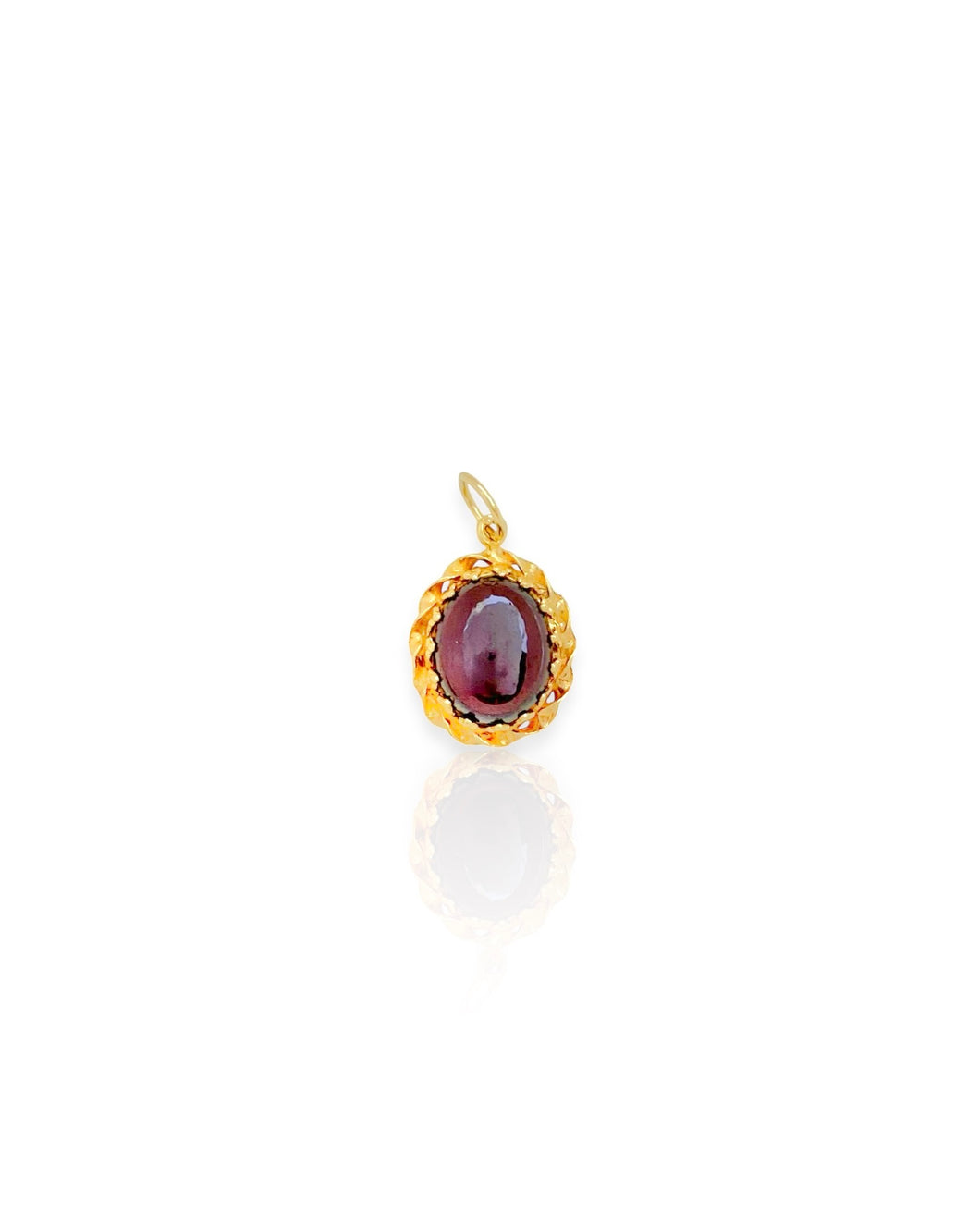 14k Gold Garnet Cabochon Charms