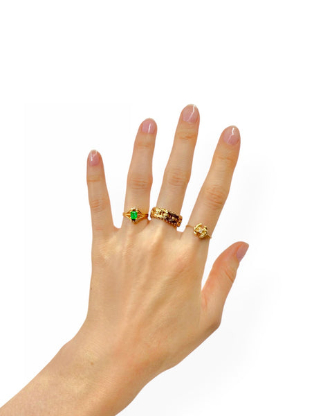 14k Gold Emerald and Diamond Ring (4.5)