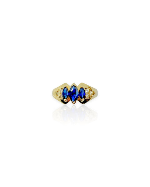14k Gold Triple Marquise Sapphire Ring (6.25)