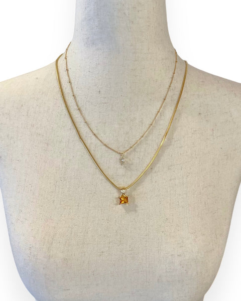 14k Gold Citrine and Diamond Charm