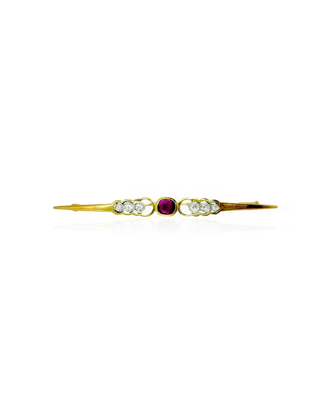 18k Gold Ruby and Diamond Brooch