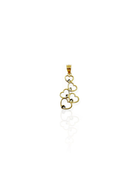 14k Gold Heart Cluster Charm