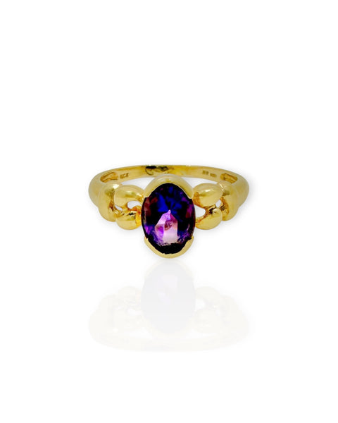 14k Gold Oval Amethyst Ring (7.5)
