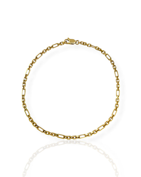 14k Gold Alternating Chain Bracelet/Anklet (9.125