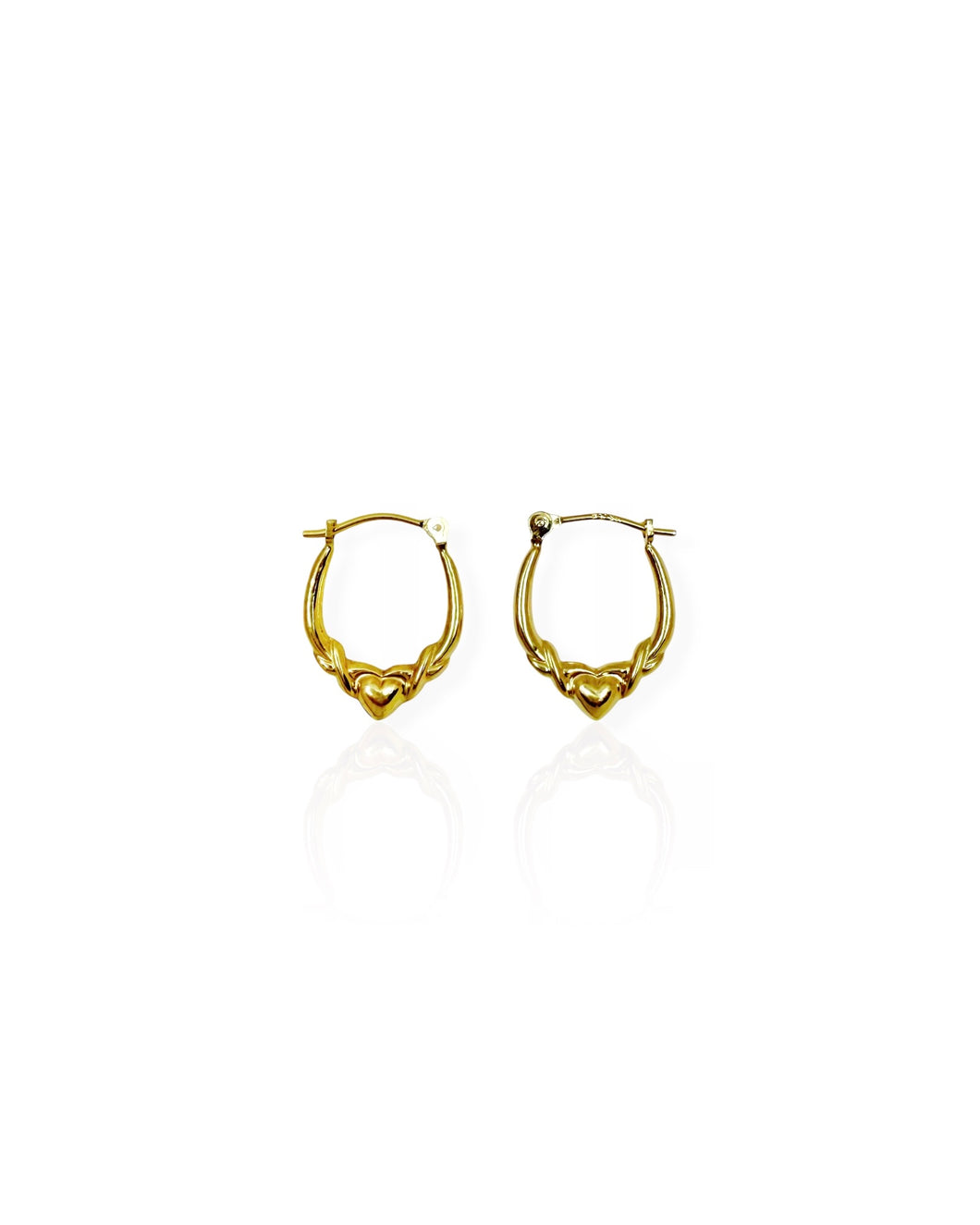 14k Gold Heart Hoop Earrings