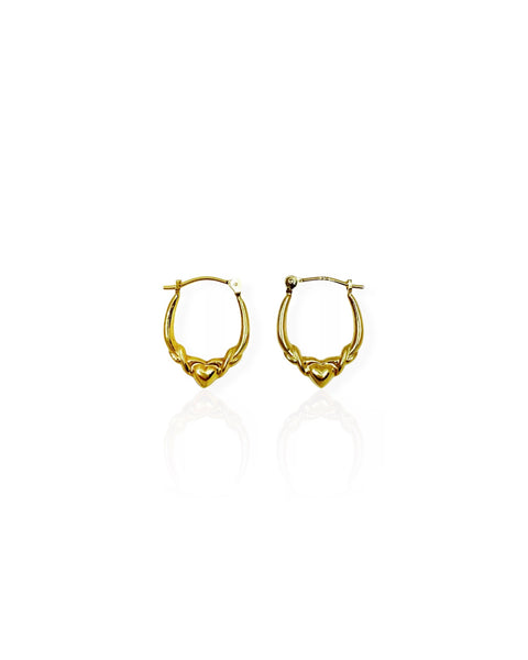 14k Gold Heart Hoop Earrings