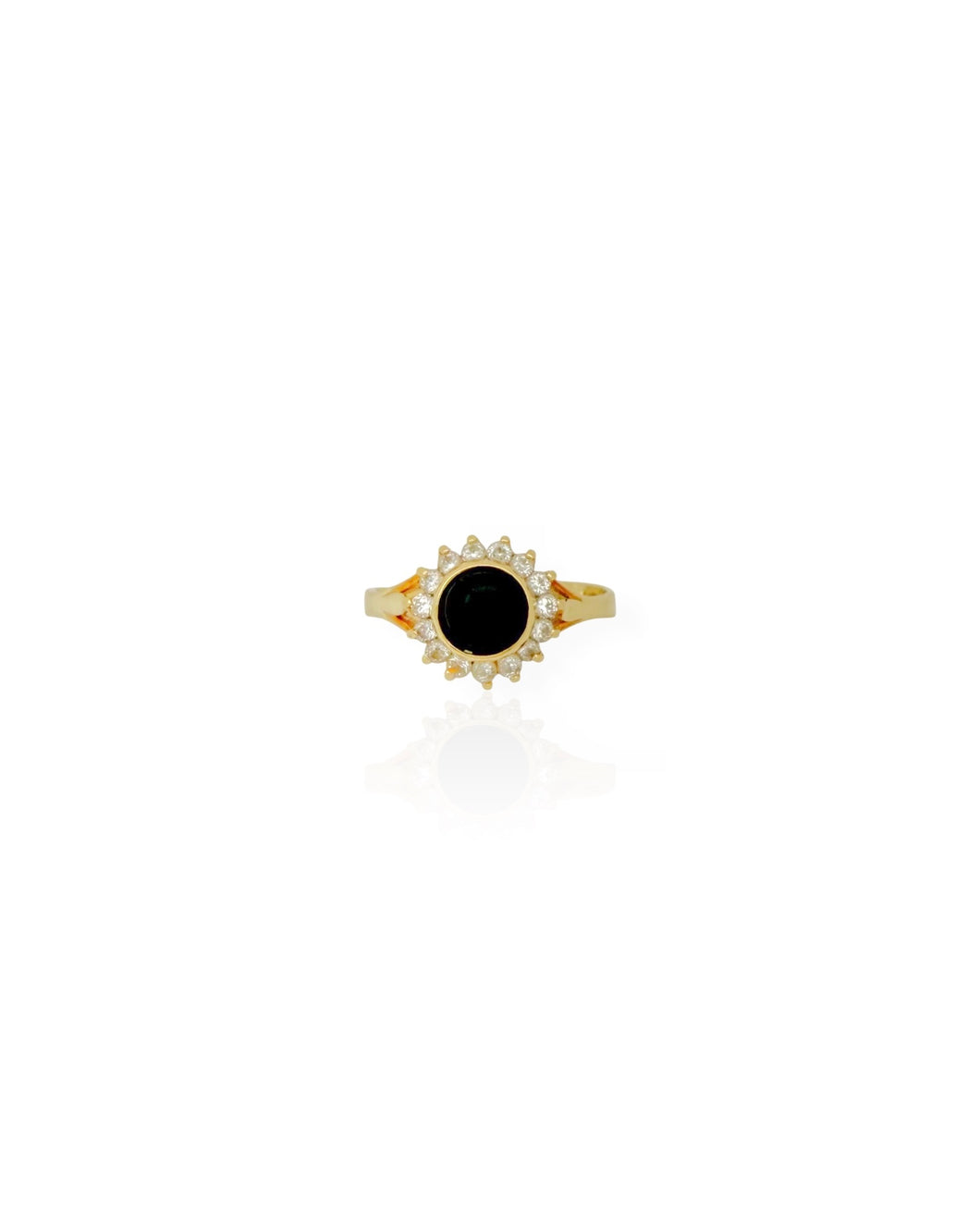 14k Gold Onyx Halo Ring (7.75)