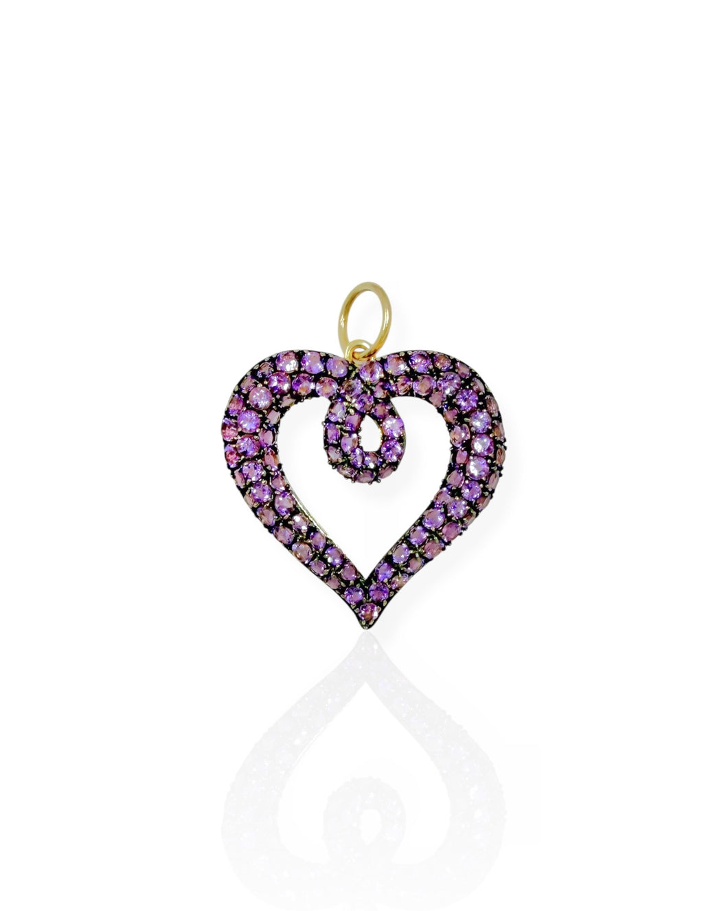 14k Gold Amethyst Heart Charm