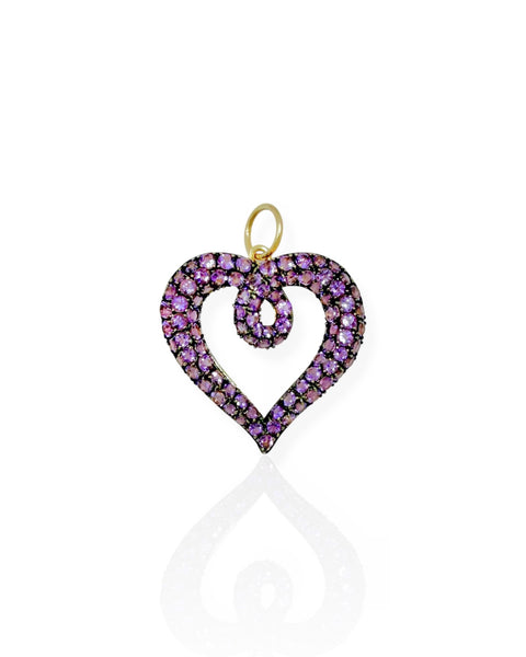 14k Gold Amethyst Heart Charm