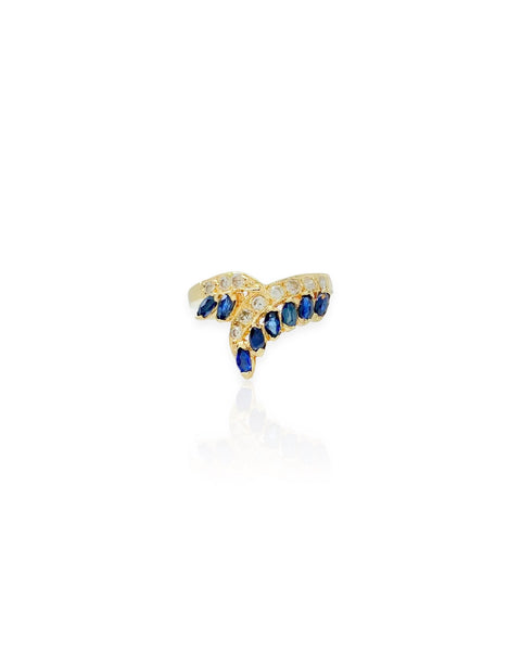 14k Gold Diamond and Sapphire Ring (5.5)