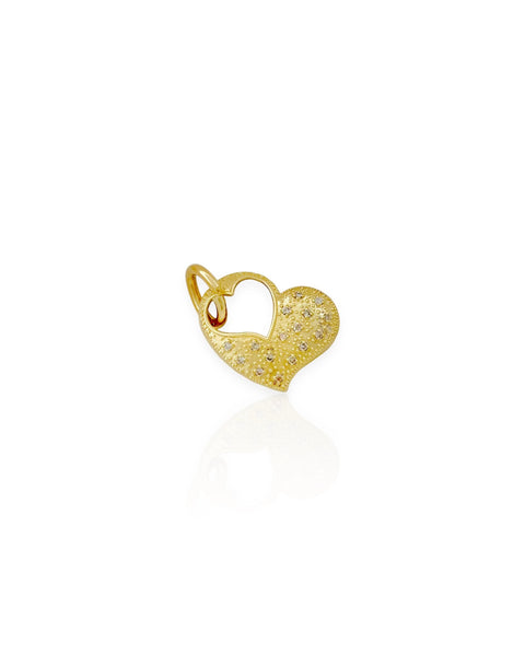 14k Gold Diamond Heart Charm