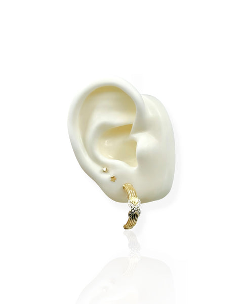 14k Gold Ribbed X Scoop Earrings