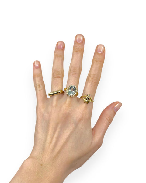 14k Gold Gemstone Halo Ring (6.5)