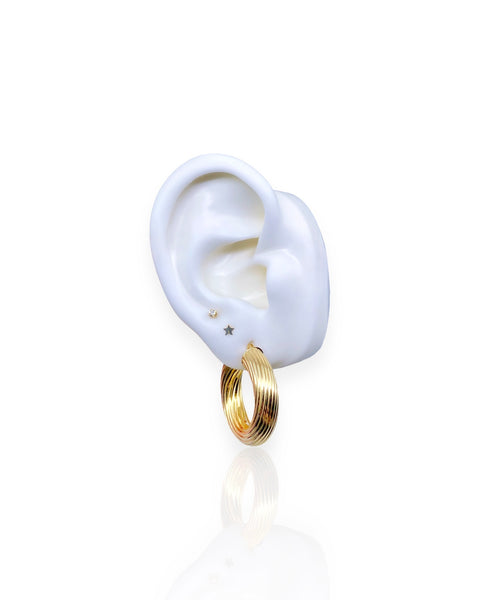 14k Gold Fluted Chubby Hoop Earrings