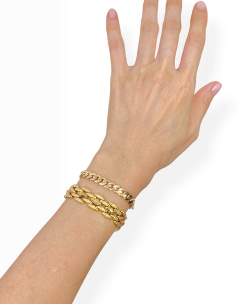 18k Gold Curb Chain Charm Bracelet (7.825")