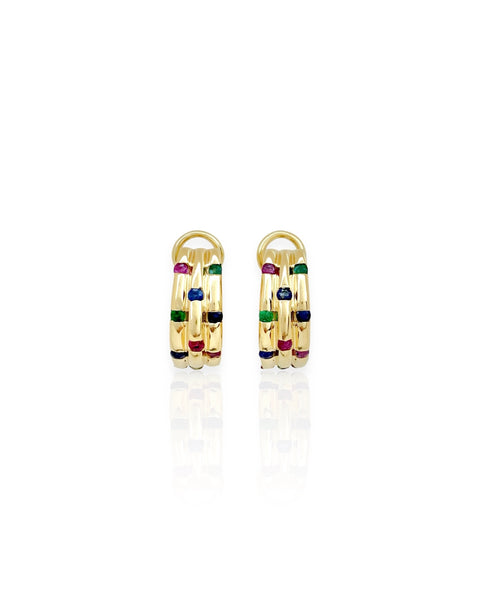 14k Gold Gemstone Scoop Earrings