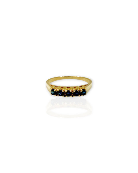 14k Gold Five Sapphire Ring (4.75)