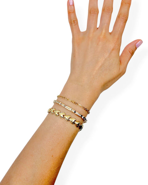 14k Gold Puffy Heart Bracelet (7.25")
