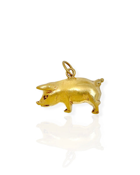14k Gold Pig Charm