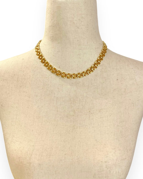 14k Gold Textured Panther Link Necklace (16.125")