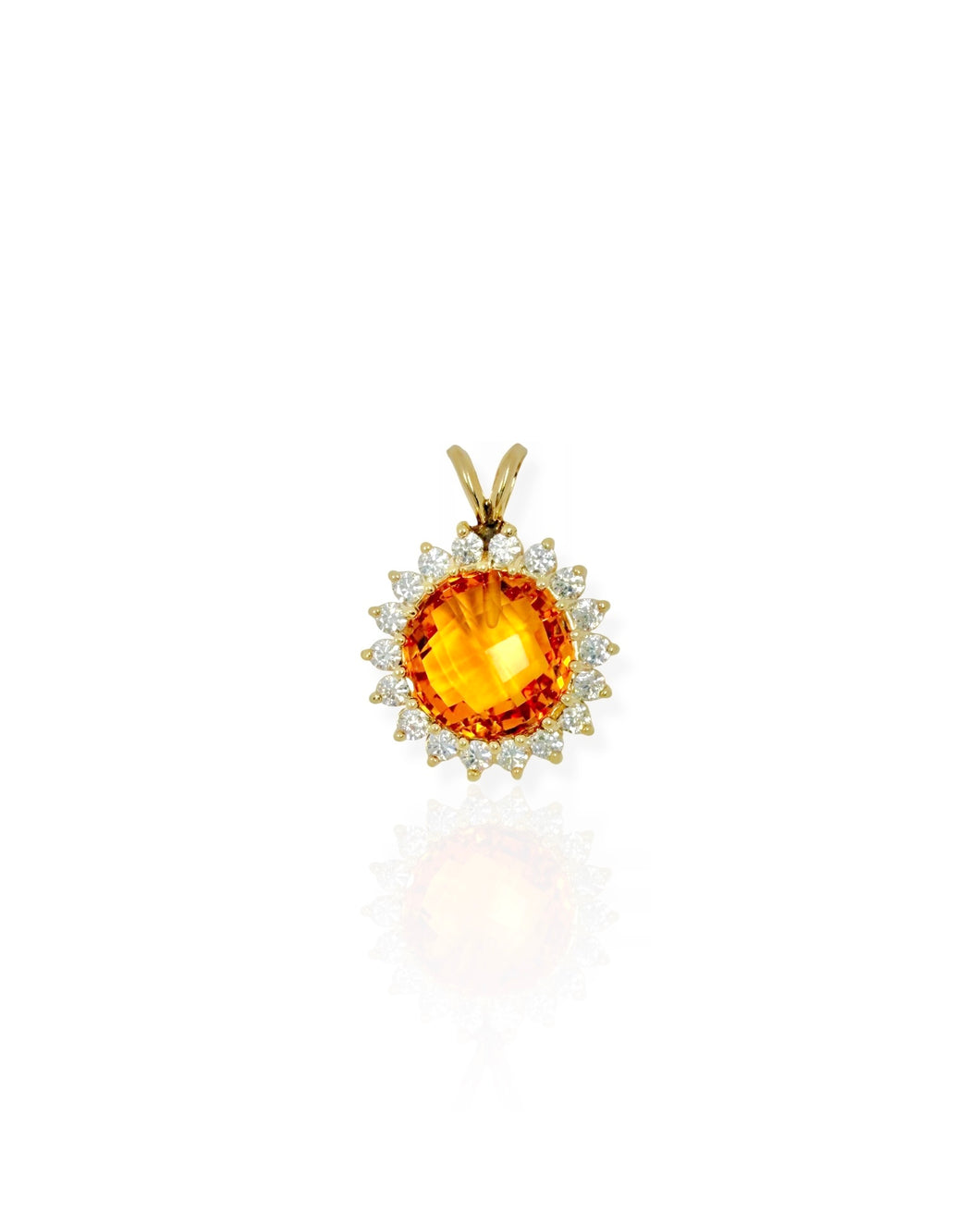 14k Gold Citrine Halo Charm