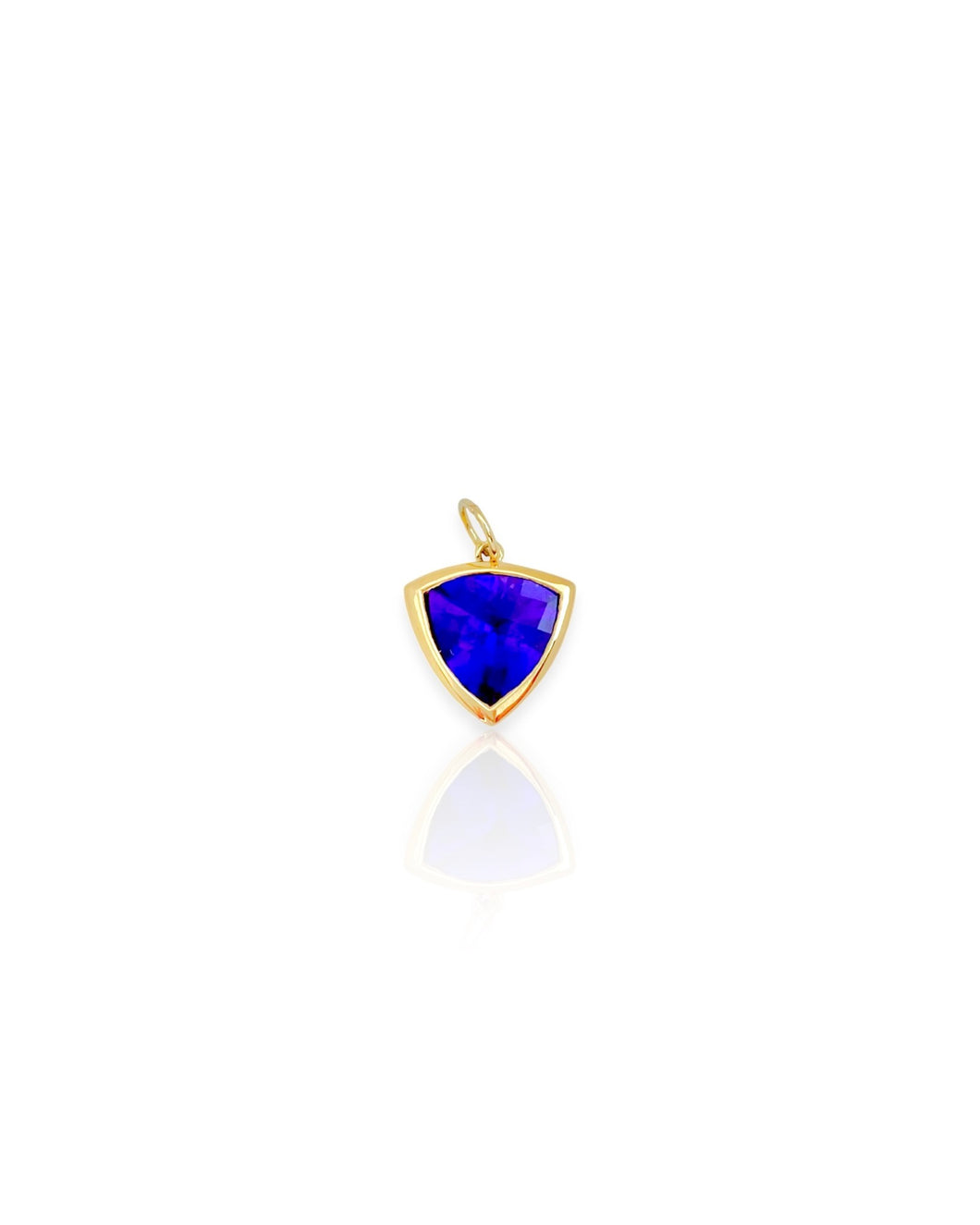 14k Gold Amethyst Trillion Charm