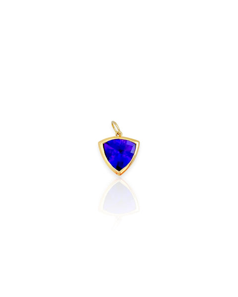 14k Gold Amethyst Trillion Charm