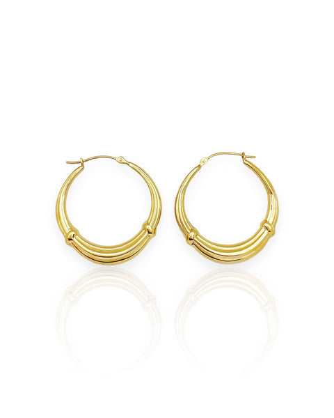 14k Gold Fluted Hoop Earrings