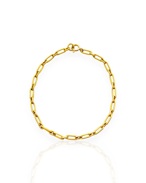 18k Gold Paperclip Chain Bracelet (9.5