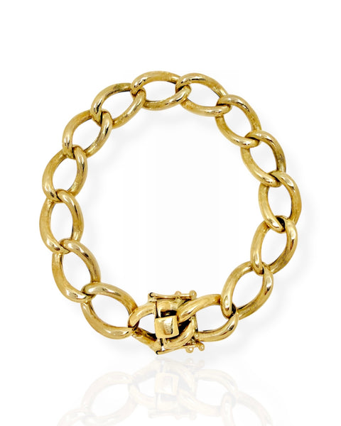 14k Gold Textured Curb Chain Bracelet (7.75