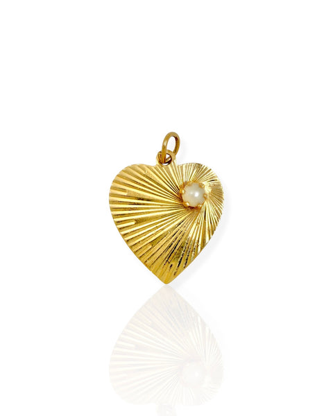 14k Gold Fluted Heart Charm