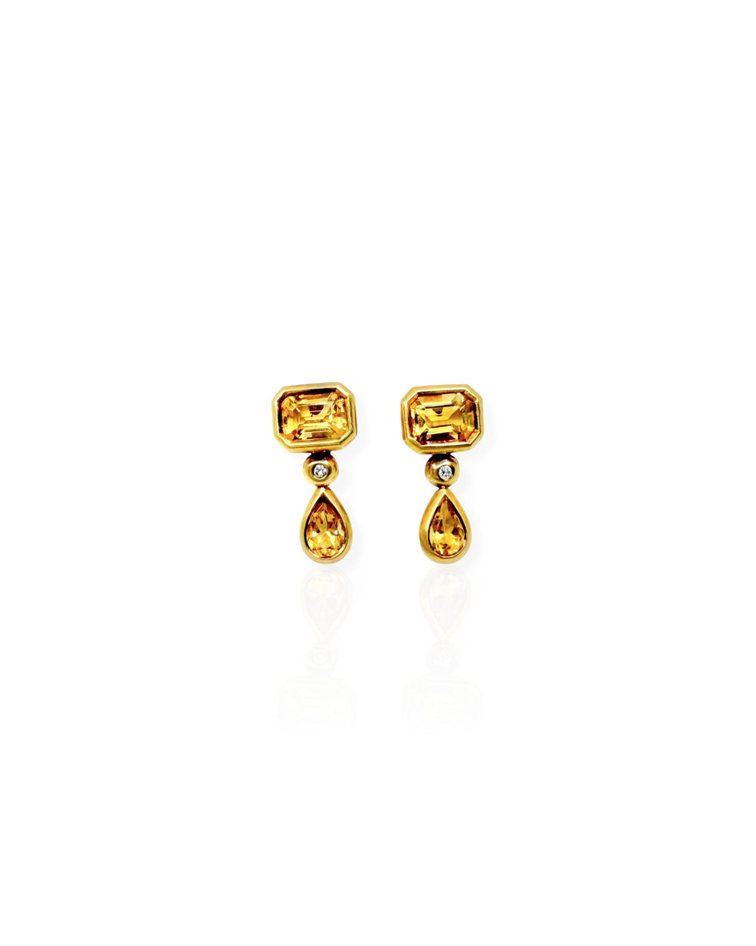 18k Gold Citrine Drop Earrings