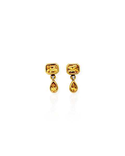 18k Gold Citrine Drop Earrings