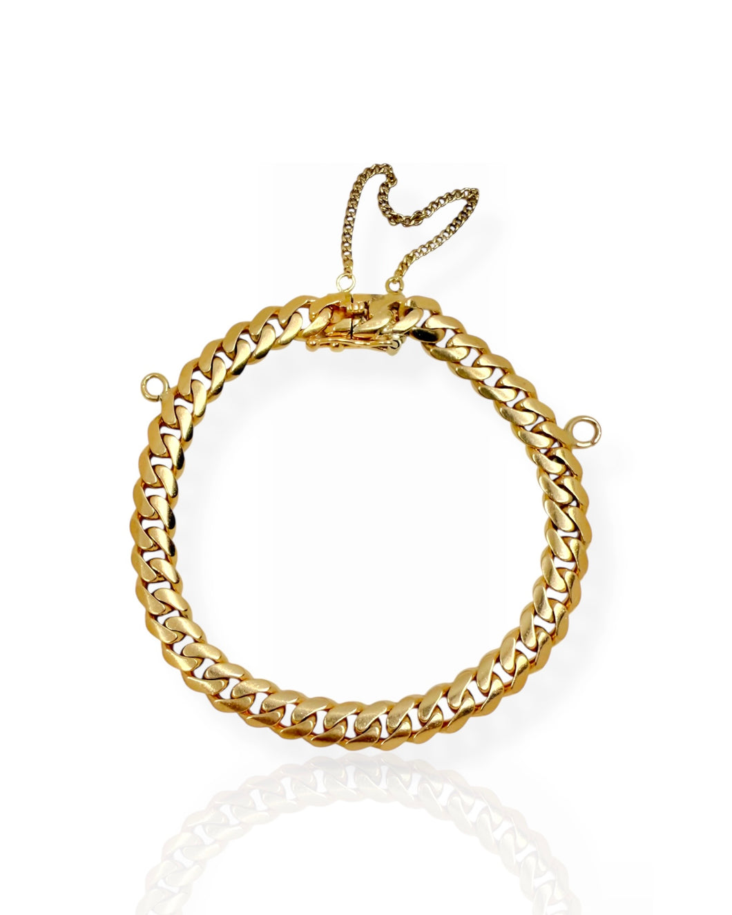 18k Gold Curb Chain Charm Bracelet (7.825
