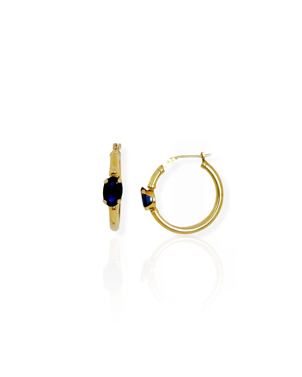 14k Gold Sapphire Hoop Earrings
