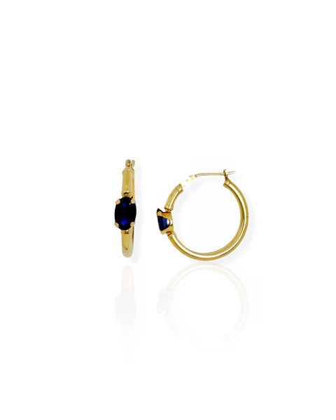 14k Gold Sapphire Hoop Earrings