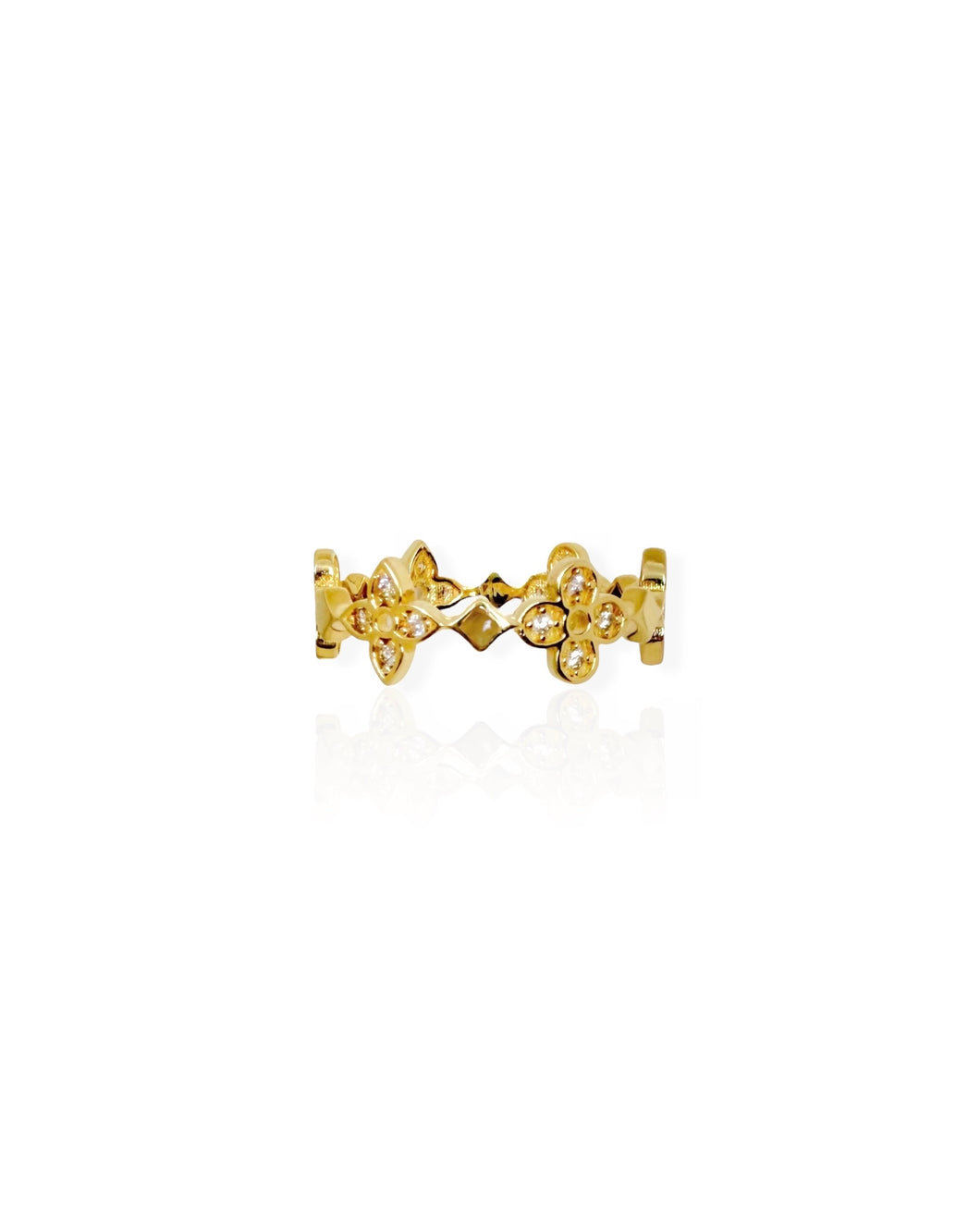 14k Gold Flower and Clover Ring (8)