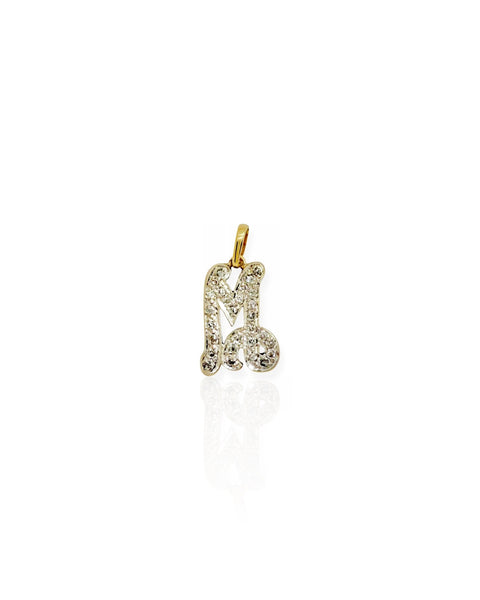 14k Gold Diamond Letter M Charm