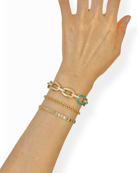 14k Gold Fancy Link Chain Bracelet (7.375")