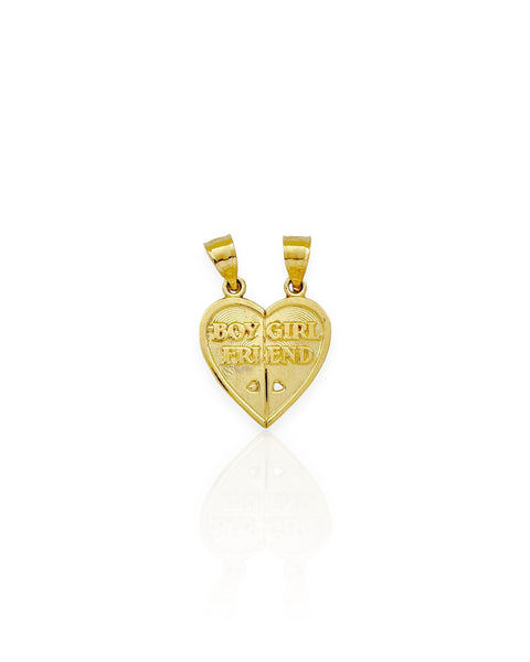 14k Gold Boyfriend/Girlfriend Heart Charm