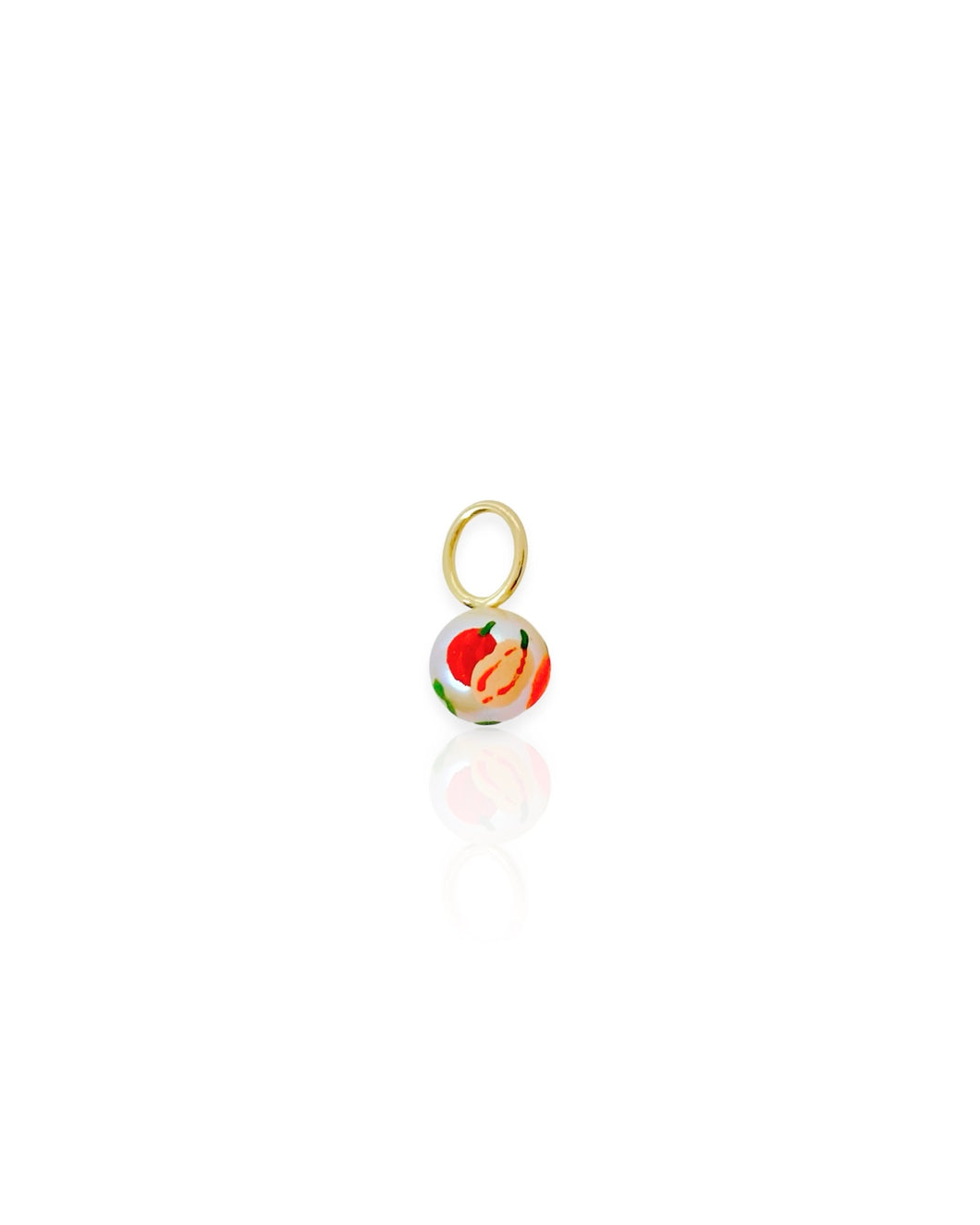 14k Gold Pumpkin Pearl Charm