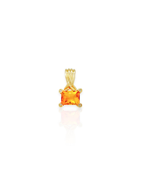 14k Gold Citrine and Diamond Charm