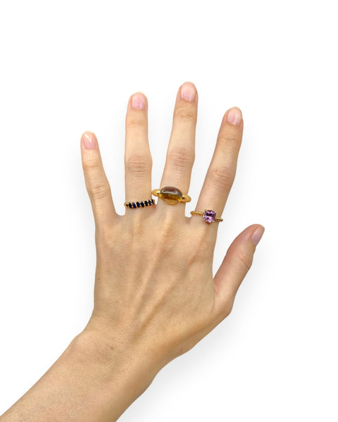 14k Gold Amethyst Ball Chain Ring (6)