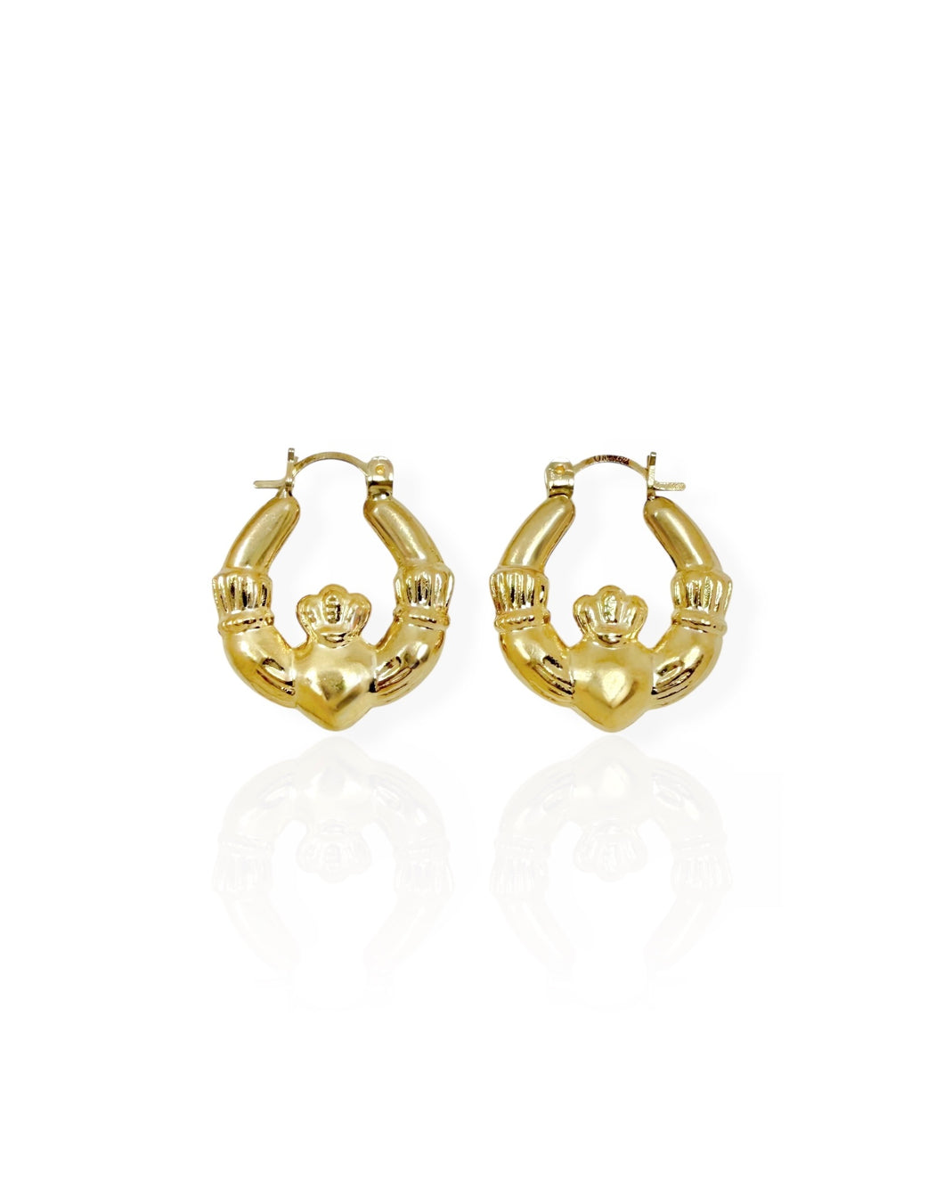 14k Gold Claddagh Hoop Earrings