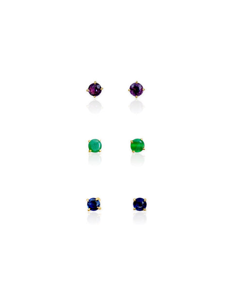 14k Gold Gemstone Stud Earrings