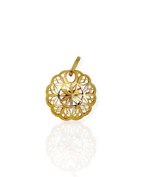 14k Gold Puffy Filigree Charm