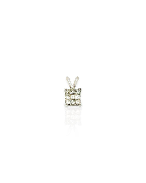 14k White Gold Diamond Square Charm