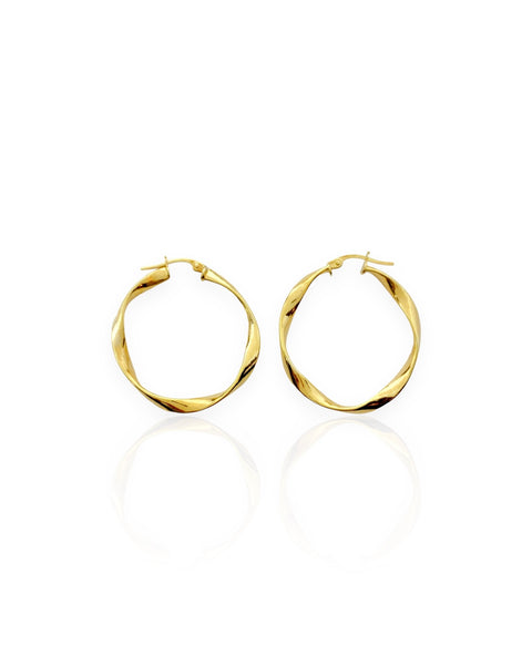 14k Gold Twisted Hoop Earrings (M)