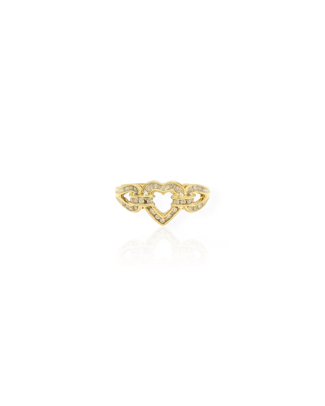 10k Gold Diamond Heart Buckle Ring (9.75)